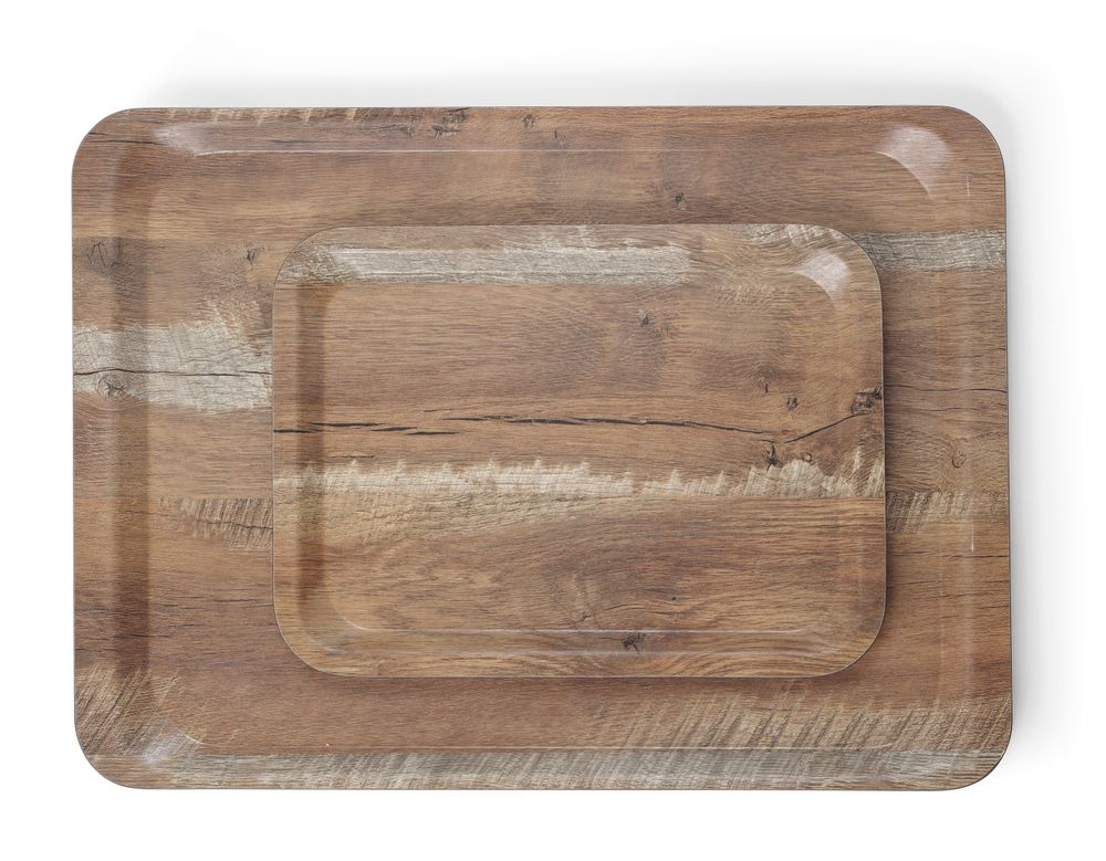 Serving tray with melamine laminate, non slip, with wood design, AmerBox, Wood, 240x340mm