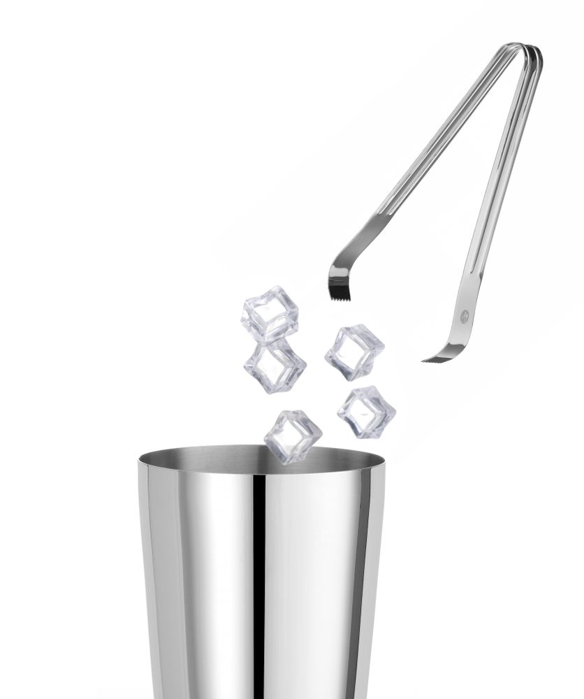 Ice cube tongs – 2 pcs, BarUp, Silver, (L)180mm