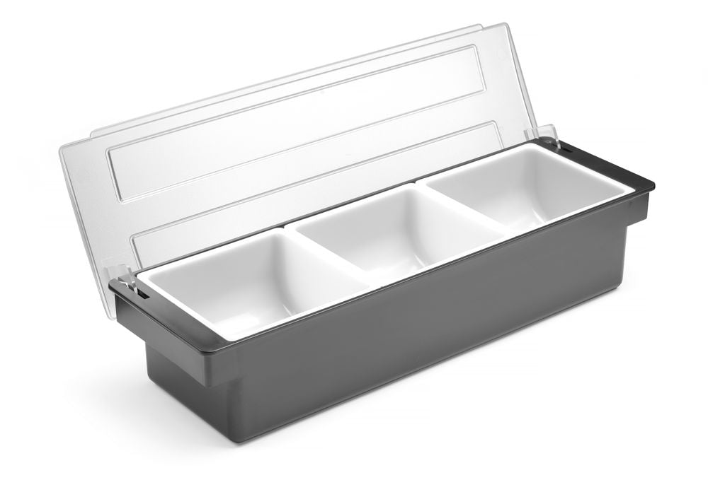 Condiment holder - 3 containers, BarUp, Black, 480x150x(H)100mm