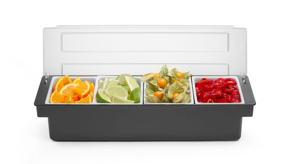 Condiment holder - 4 containers, BarUp, 480x150x(H)100mm