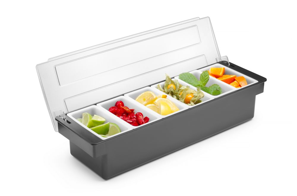 Condiment holder - 6 containers, BarUp, 480x150x(H)100mm
