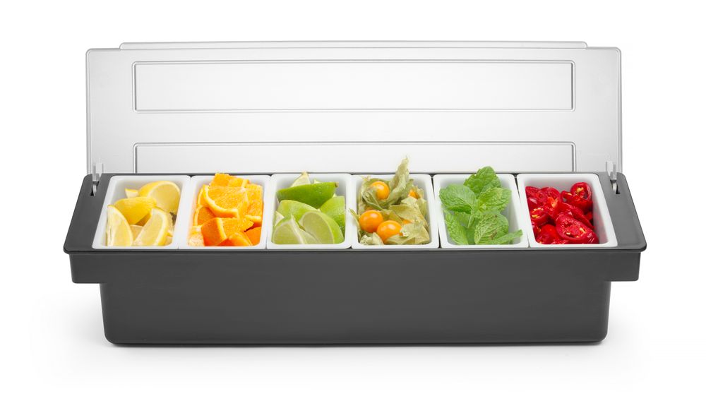 Condiment holder - 6 containers, BarUp, 480x150x(H)100mm
