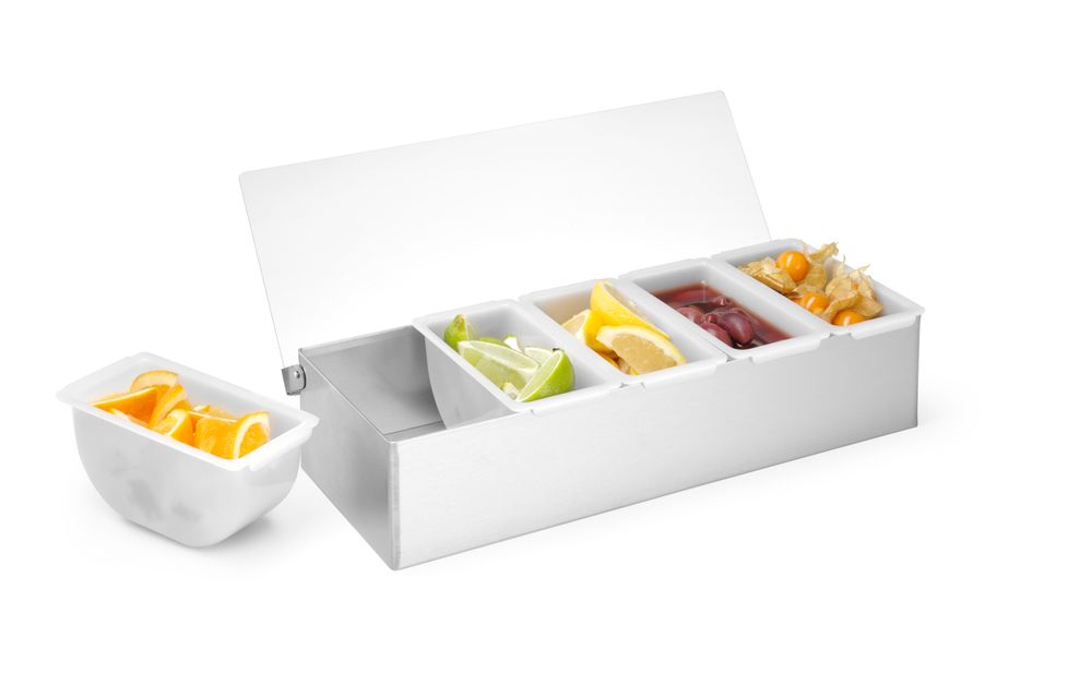 Condiment holder, BarUp, 5 containers, 375x140x(H)90mm