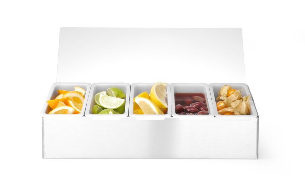 Condiment holder, BarUp, 5 containers, 375x140x(H)90mm