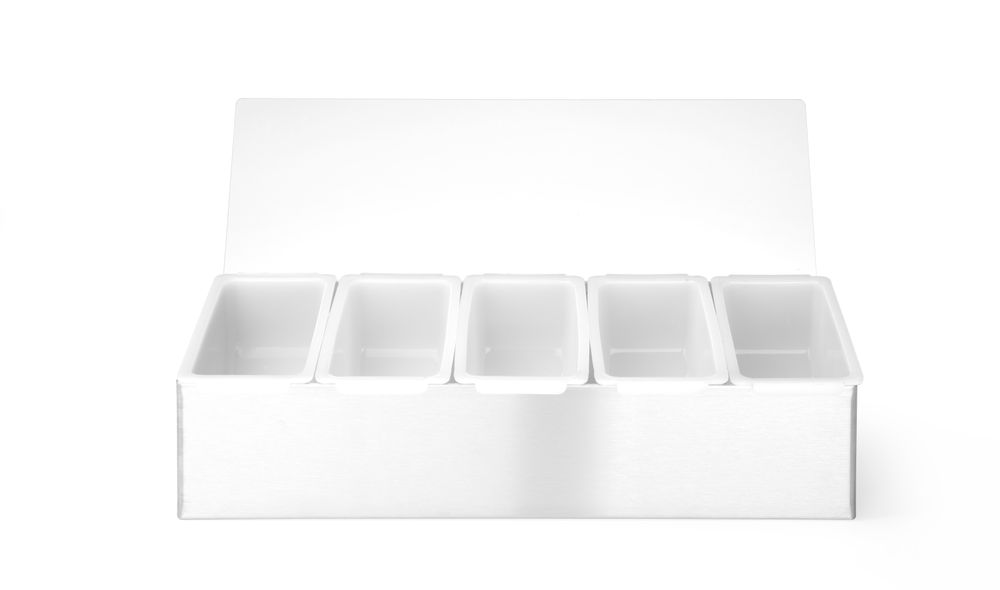 Condiment holder, BarUp, 5 containers, 375x140x(H)90mm