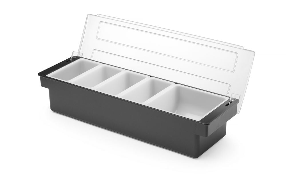 Condiment holder - 5 containers, BarUp, Black, 480x150x(H)100mm