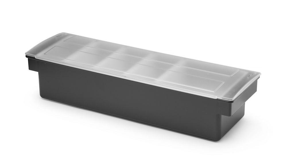 Condiment holder - 5 containers, BarUp, Black, 480x150x(H)100mm