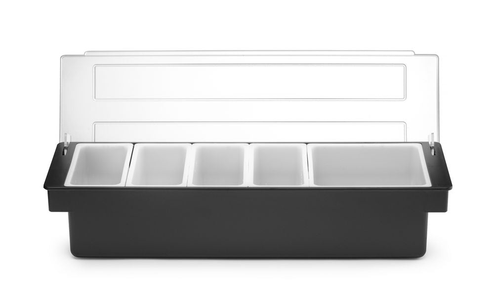 Condiment holder - 5 containers, BarUp, Black, 480x150x(H)100mm