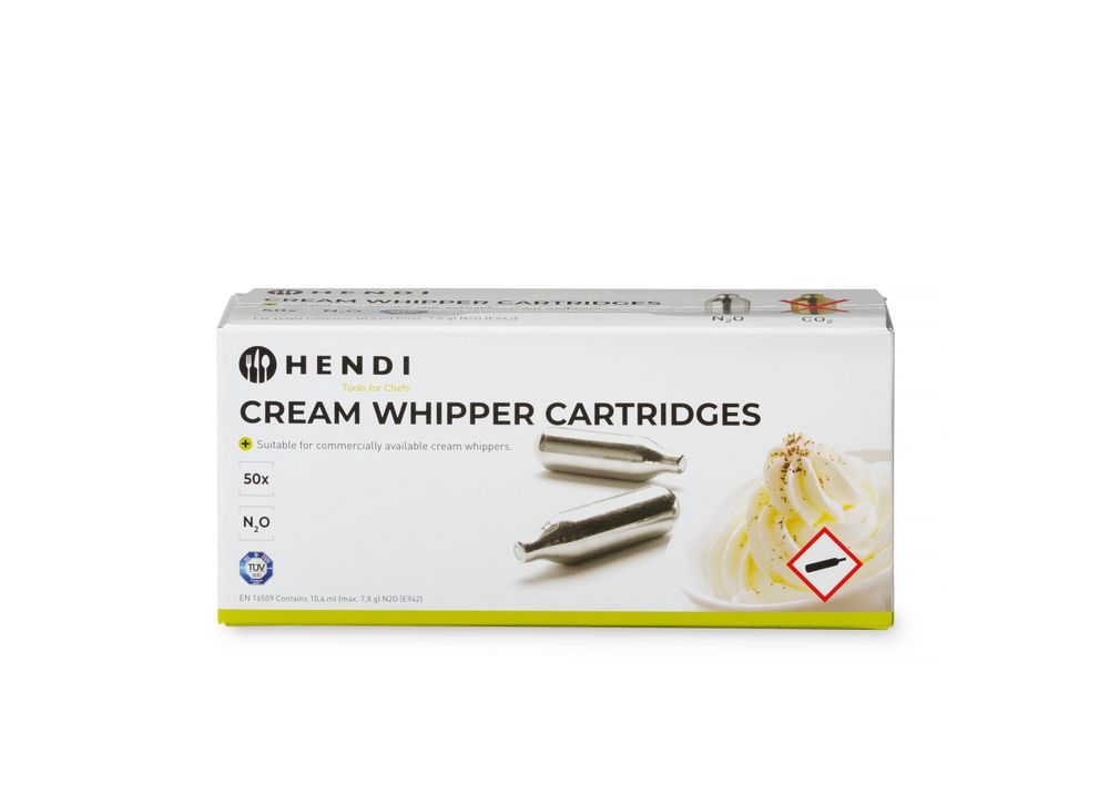 Set med 50 st – Cream whipper chargers, HENDI, Silver, 50 pcs