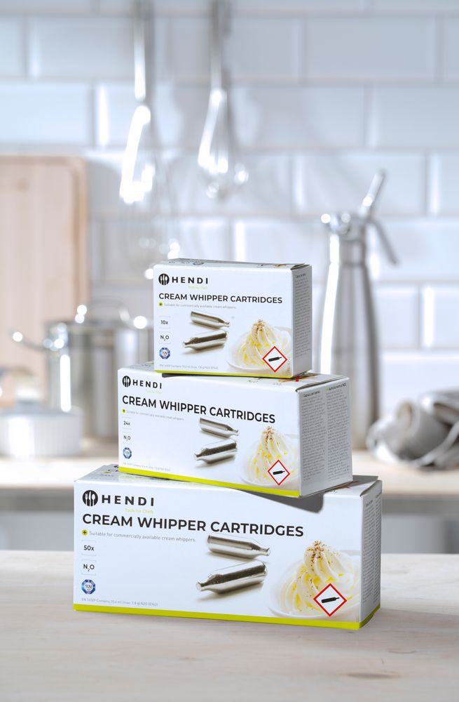 Set med 24 st – Cream whipper chargers, HENDI, Silver, 24 pcs