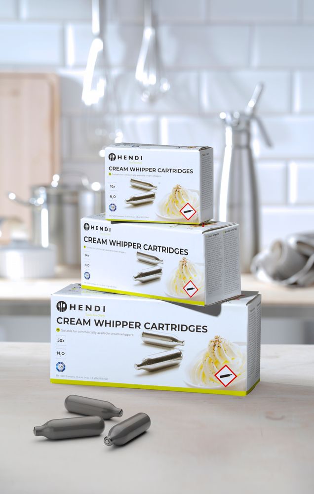 Set med 10 st – Cream whipper chargers, HENDI, Silver, 10 pcs