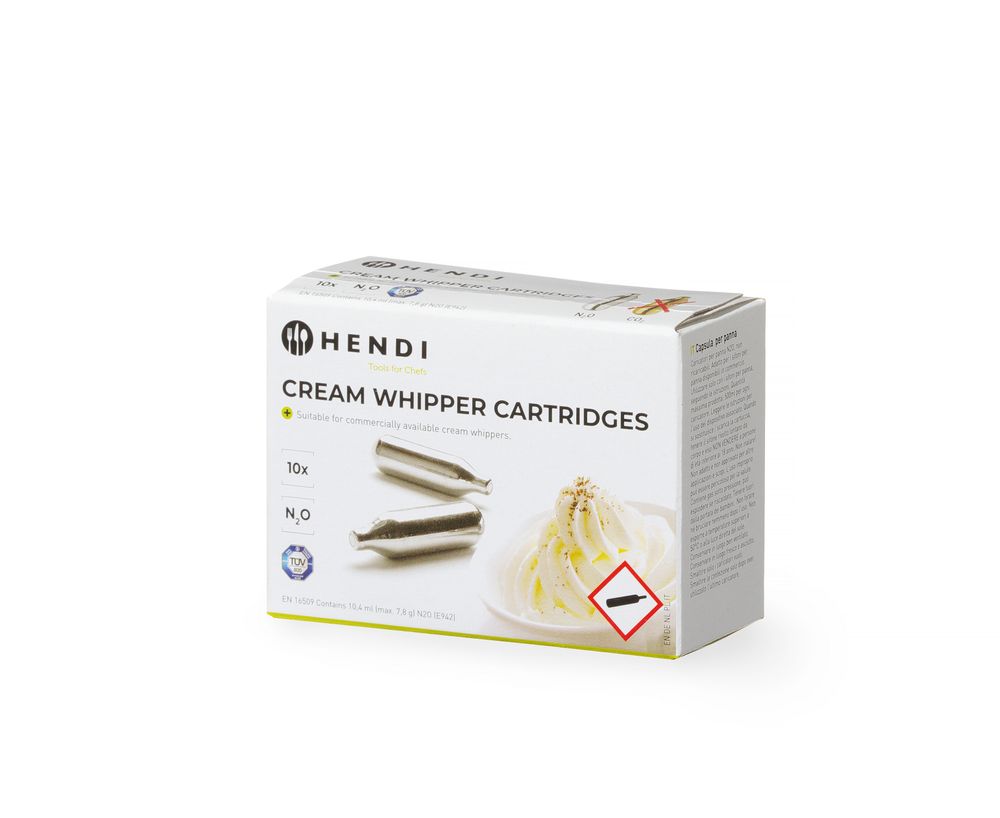 Set med 10 st – Cream whipper chargers, HENDI, Silver, 10 pcs