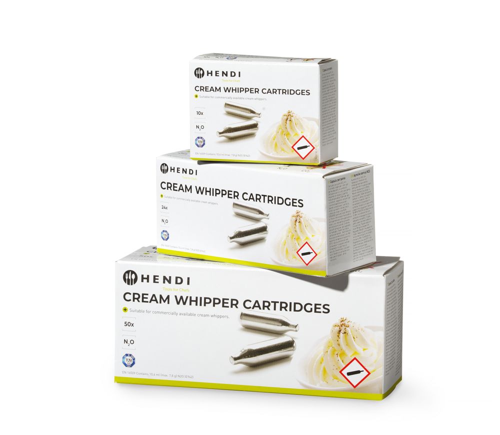Set med 10 st – Cream whipper chargers, HENDI, Silver, 10 pcs