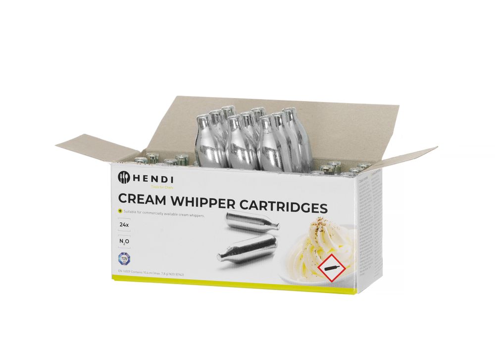 Set med 24 st – Cream whipper chargers, HENDI, Silver, 24 pcs
