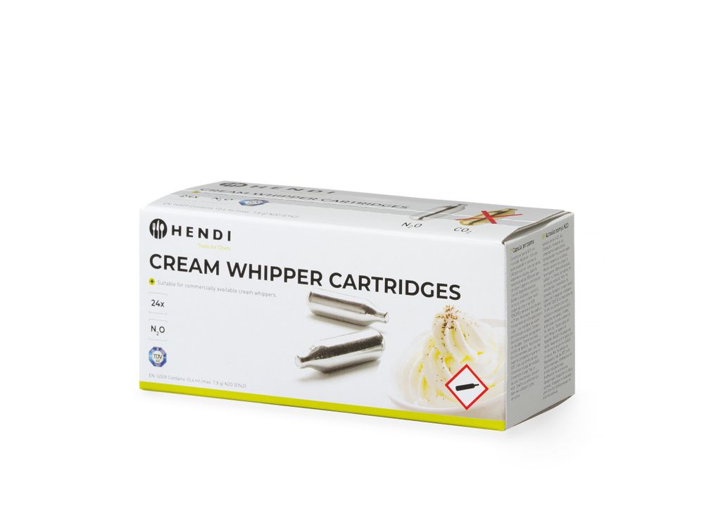 Set med 24 st – Cream whipper chargers, HENDI, Silver, 24 pcs