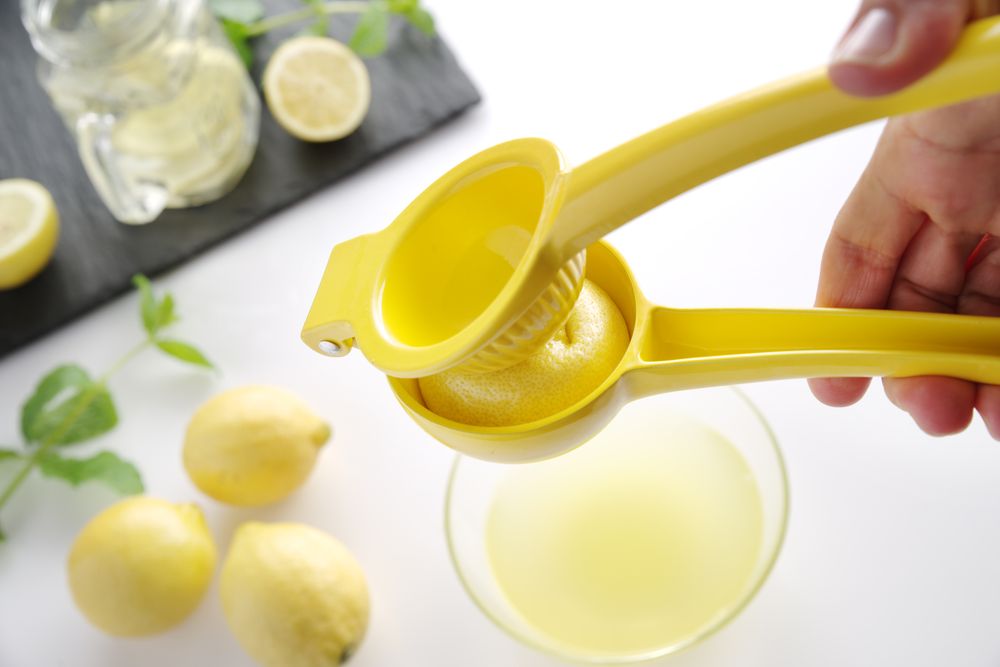 Citrus squeezer, BarUp, yellow (for lemons), 223x75x(H)45mm