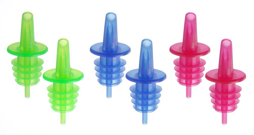 Free flow pourers, BarUp, 2 black, 2 white, 2 red, Red, 6 pcs