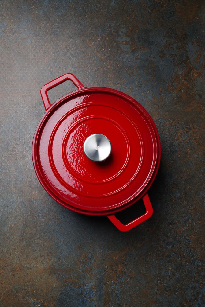 Cast iron casserole enamelled, HENDI, 3,7L, Red, 317x240x(H)105mm, Round