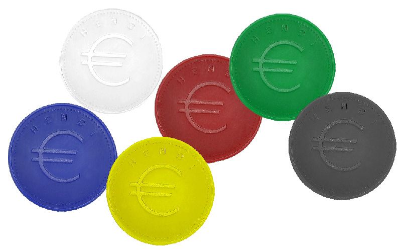 Coin tokens – 100 pcs., BarUp, Red, 100 pcs., ⌀25mm
