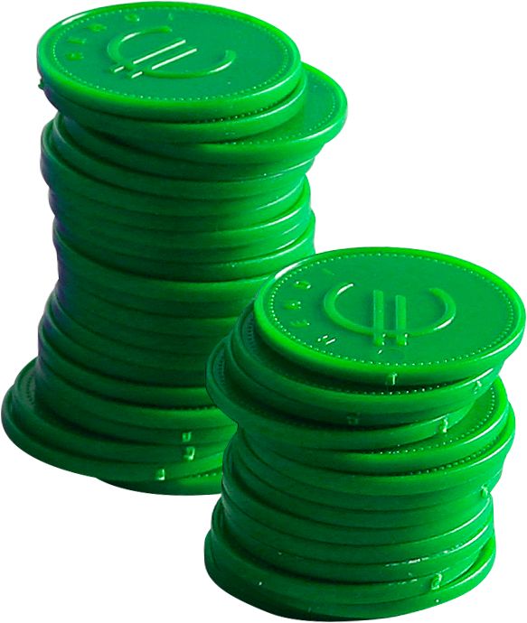 Coin tokens – 100 pcs., BarUp, Yellow, 100 pcs., ⌀25mm