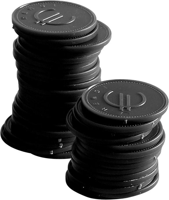 Coin tokens – 100 pcs., BarUp, Black, 100 pcs., ⌀25mm
