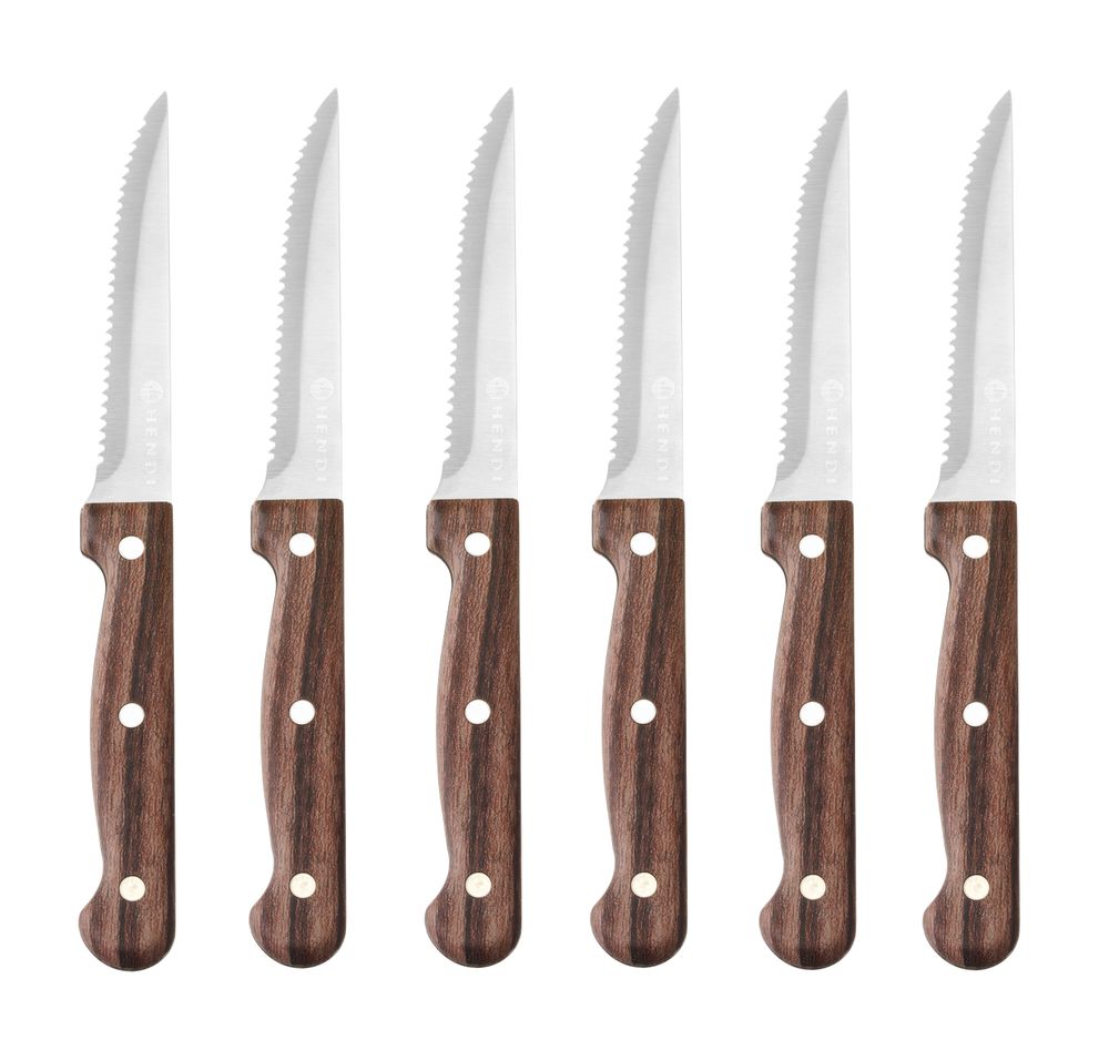 Set med 6 st – Steak kniv - 6 pcs, HENDI, Profi Line, svart, 6 pcs., (L)210mm