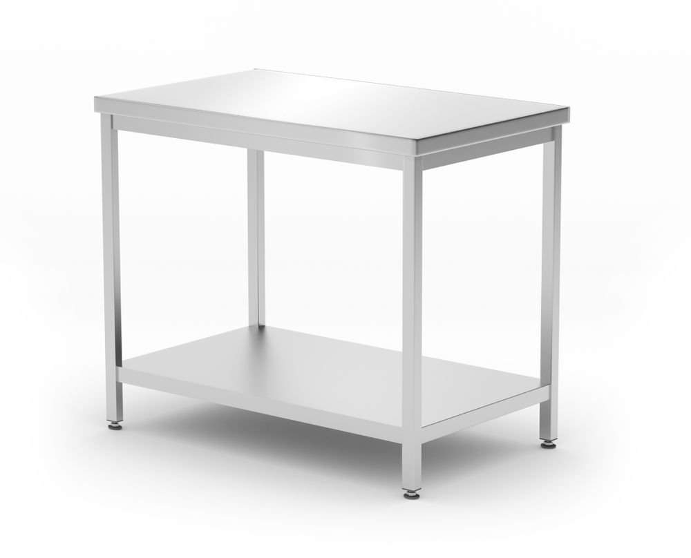 Central table with shelf – bolted, depth 600 mm, HENDI, Profi Line, 1600x600x(H)850mm