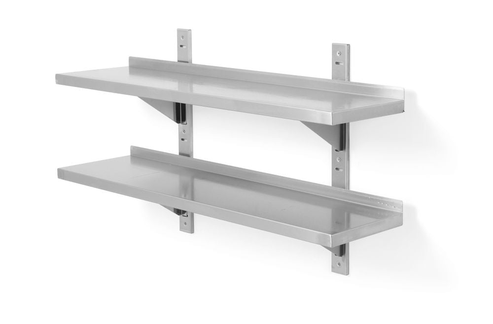 Double wall shelf, adjustable, with 2 brackets, HENDI, 1400x300x(H)600mm