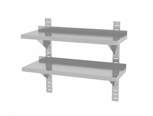 Double wall shelf, adjustable, with 2 brackets, HENDI, 1200x300x(H)600mm