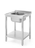 Sink table with shelf – bolted, depth 600 mm, HENDI, Profi Line, Centeröd, 600x600x(H)850mm