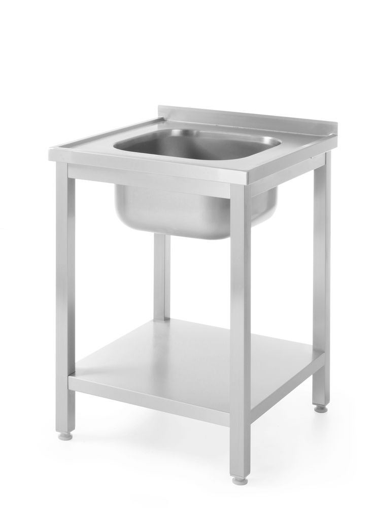Sink table with shelf – bolted, depth 600 mm, HENDI, Profi Line, Centeröd, 600x600x(H)850mm