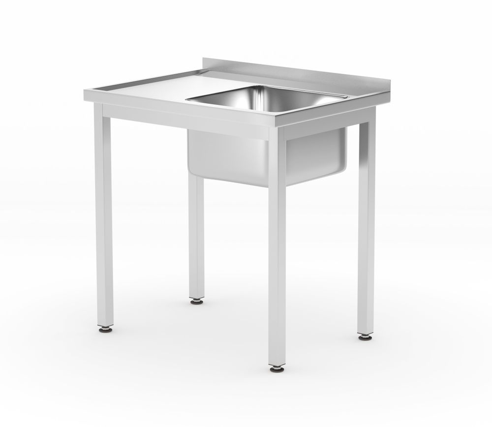 Sink table with shelf – bolted, depth 600 mm, HENDI, Profi Line, Left side, 800x600x(H)850mm
