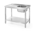 Sink table with shelf – bolted, depth 600 mm, HENDI, Profi Line, Right side, 1000x600x(H)850mm