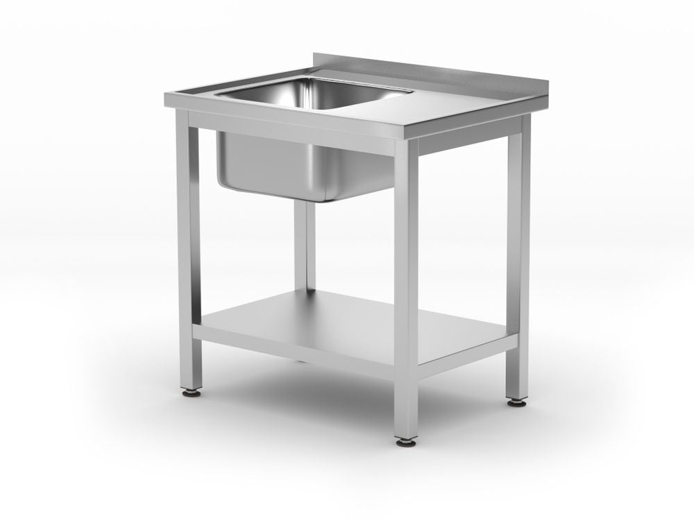Sink table with shelf – bolted, depth 600 mm, HENDI, Profi Line, Centeröd, 600x600x(H)850mm