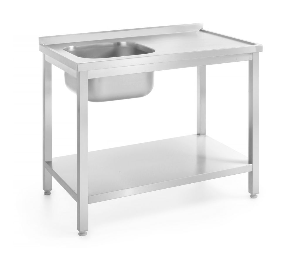 Sink table with shelf – bolted, depth 600 mm, HENDI, Profi Line, Right side, 800x600x(H)850mm
