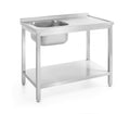 Sink table with shelf – bolted, depth 700 mm, HENDI, Profi Line, Left, 1000x700x(H)850mm