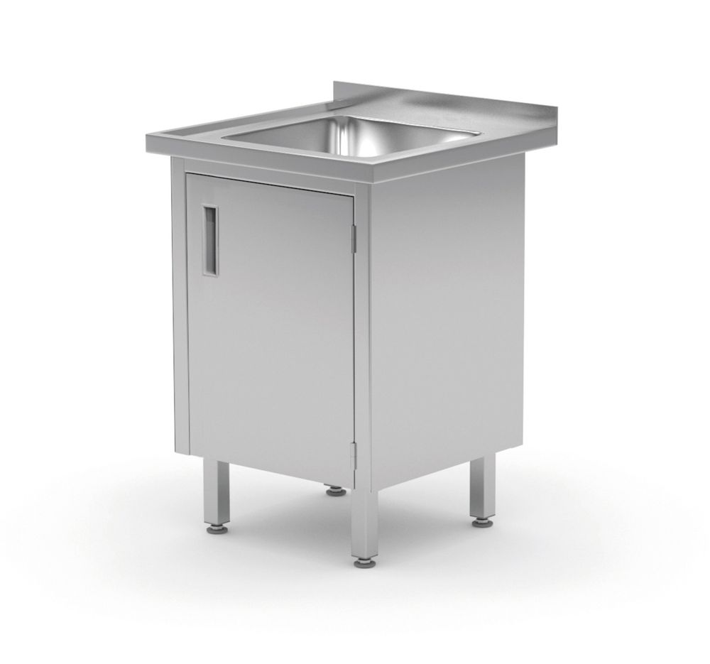 Sink table, welded, with cabinet and hinged doors, HENDI, Profi Line, 600x700x(H)850mm
