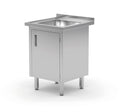 Sink table, welded, with cabinet and hinged doors, HENDI, Profi Line, 600x700x(H)850mm