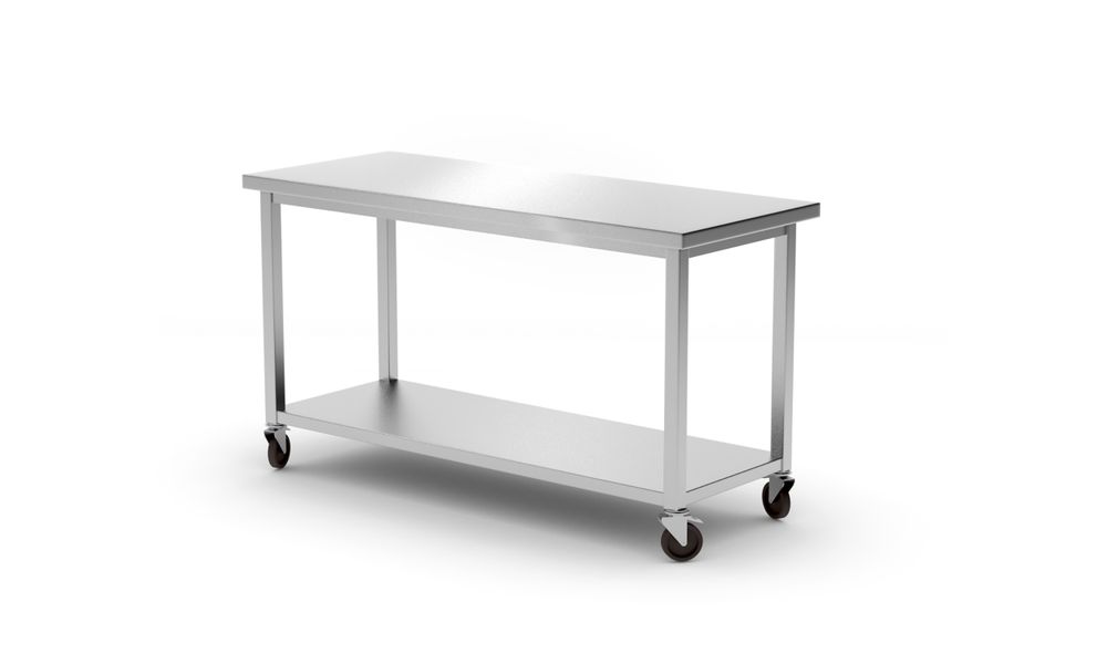 Mobile table, with shelf – screwed, HENDI, Kitchen Line, 1200x600x(H)850mm