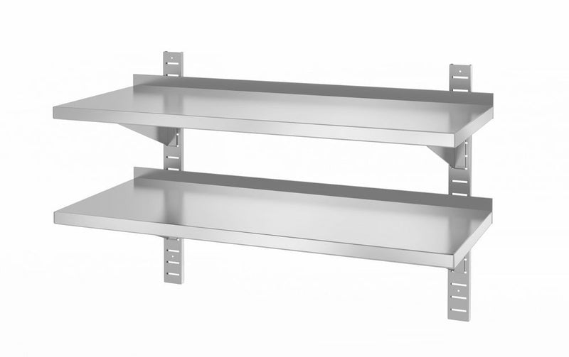 Double wall shelf, adjustable, with 2 brackets, HENDI, 1000x400x(H)600mm