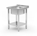 Sink table with shelf, bolted, HENDI, Kitchen Line, sink skål in the middle, 600x600x(H)850mm