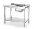 Sink table with shelf, bolted, HENDI, Kitchen Line, sink skål on the right side, 800x600x(H)850mm