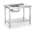 Sink table with shelf, bolted, HENDI, Kitchen Line, sink skål on the left side, 800x600x(H)850mm
