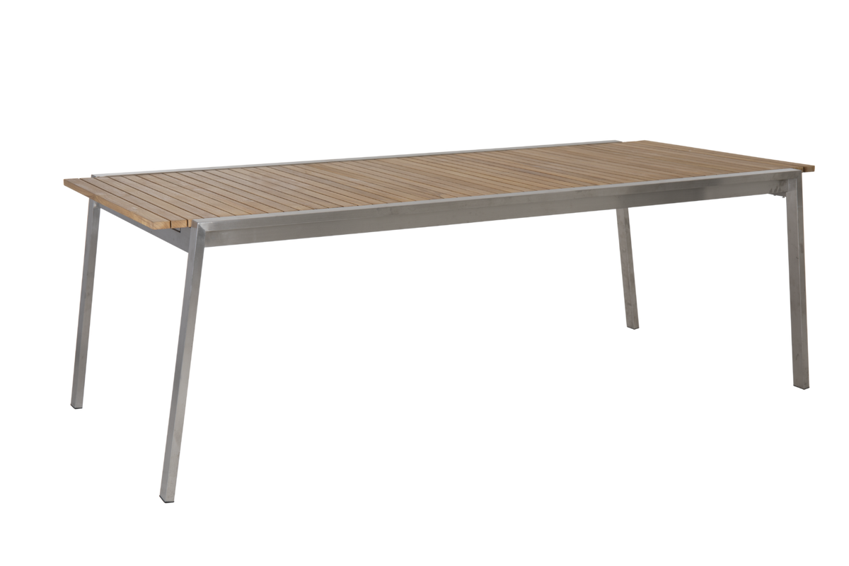 NAOS 220/320x100 H73 cm - Rostfritt stål/Teak