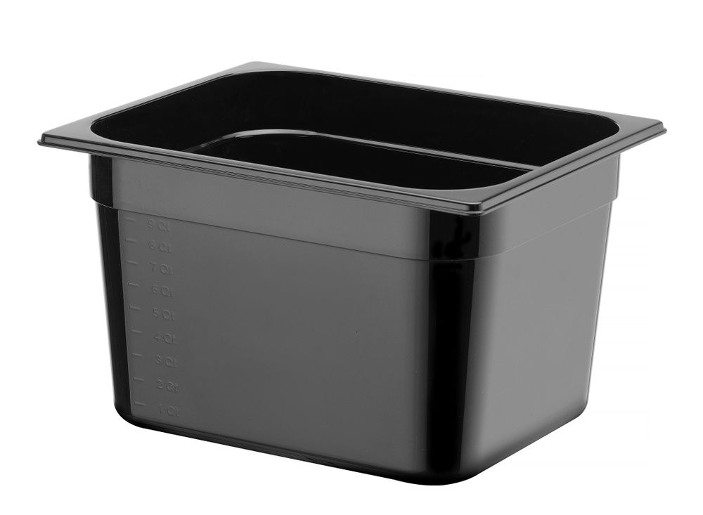 Kantin/behållare GN 1/2 svart polycarbonate, HENDI, Profi Line, GN 1/2, 6,5L, svart, 325x265x(H)100mm