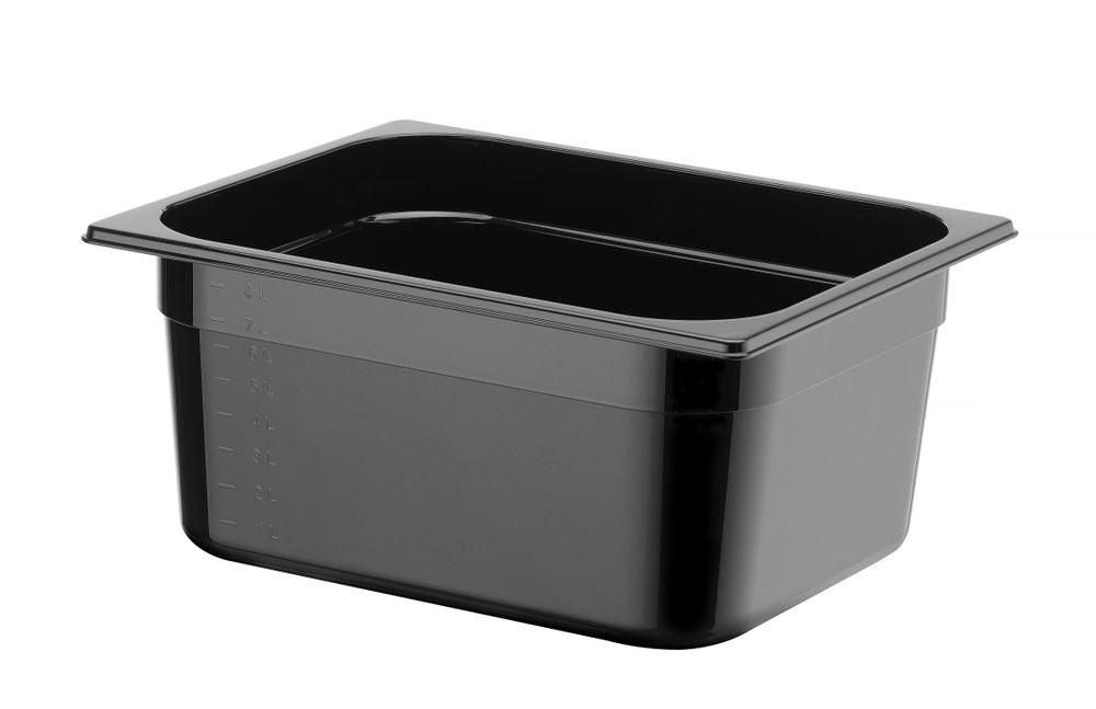 Kantin/behållare GN 1/2 svart polycarbonate, HENDI, Profi Line, GN 1/2, 9,5L, svart, 325x265x(H)150mm
