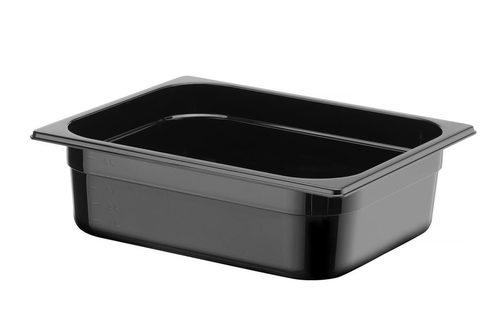Kantin/behållare GN 1/2 svart polycarbonate, HENDI, Profi Line, GN 1/2, 6,5L, svart, 325x265x(H)100mm
