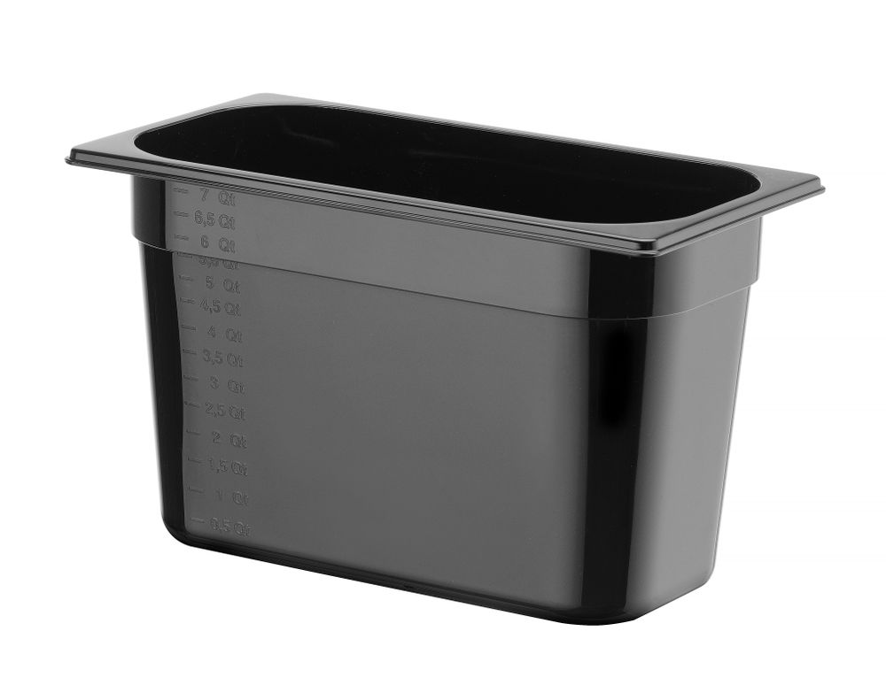 Kantin/behållare GN 1/3 svart polycarbonate, HENDI, Profi Line, GN 1/3, 4L, svart, 325x176x(H)100mm