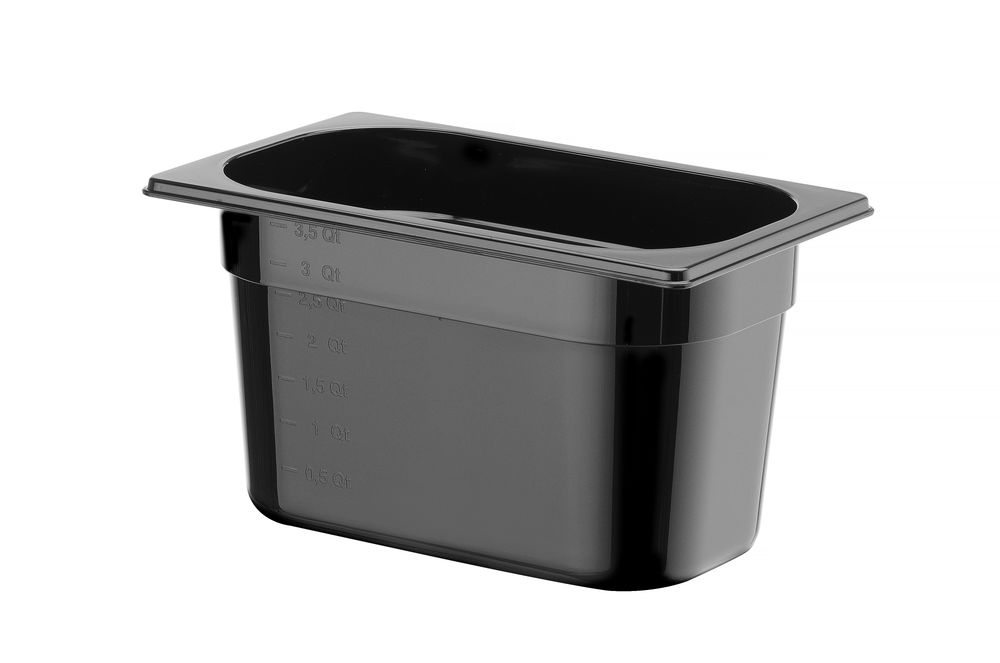Kantin/behållare GN 1/4 svart polycarbonate, HENDI, Profi Line, GN 1/4, 4L, svart, 265x162x(H)150mm