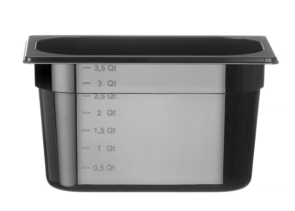 Kantin/behållare GN 1/4 svart polycarbonate, HENDI, Profi Line, GN 1/4, 2,8L, svart, 265x162x(H)100mm